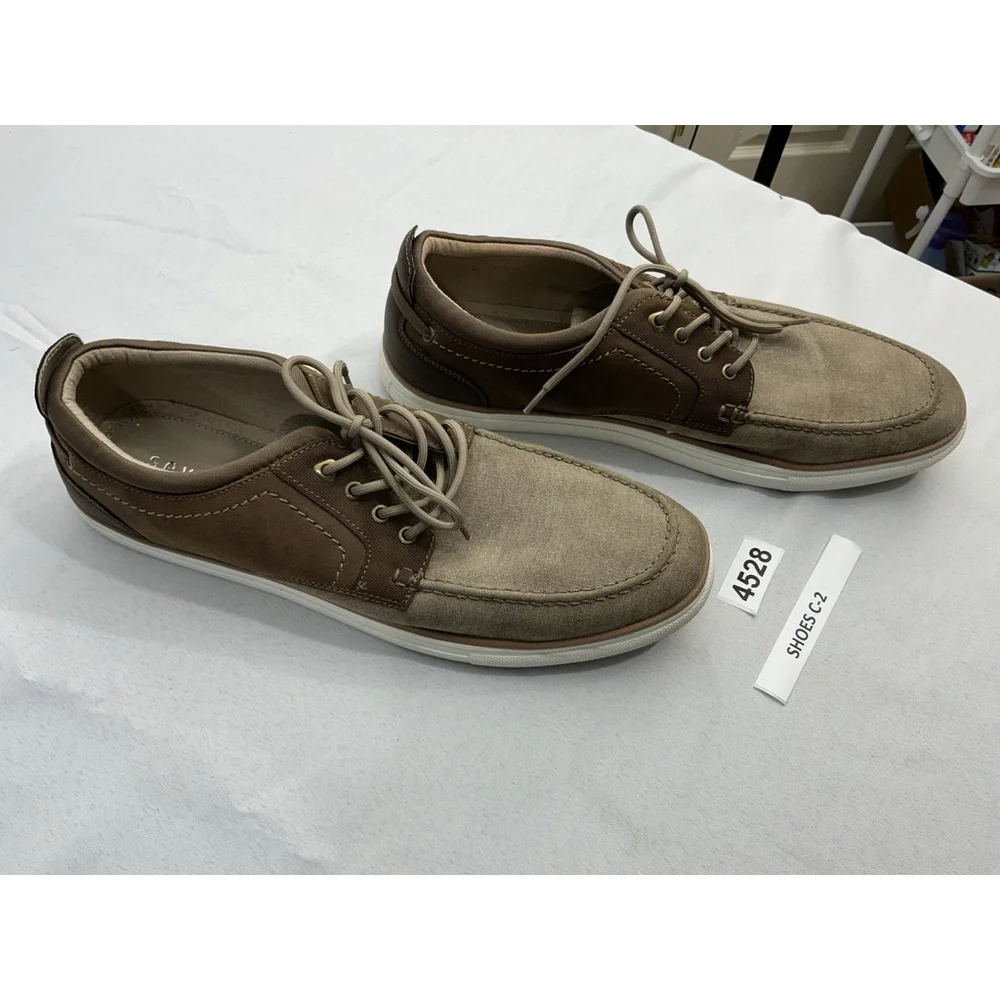 Men’s Seven 91 Lace Up Boat Shoes 13 Brown Canvas
